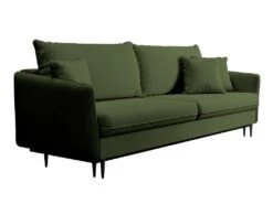 Canapé - 221 Cm - Trois Places Velours Hydrophobe - Olive - Pieds Noirs - VOLIO -Deco.fr Soldes Boutique canape 22358251