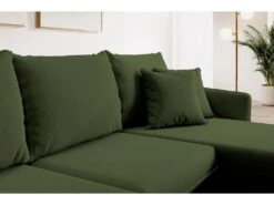 Canapé D'angle - 223 Cm - Avec Fonction Couchage - Velours Hydrophobe - Olive - Pieds Noirs - VOLIO -Deco.fr Soldes Boutique canape 22358261