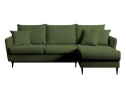 Canapé D'angle - 223 Cm - Avec Fonction Couchage - Velours Hydrophobe - Olive - Pieds Noirs - VOLIO -Deco.fr Soldes Boutique canape 22358263