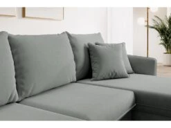 Canapé D'angle - 223 Cm - Avec Fonction Couchage - Velours Hydrophobe - Gris - Pieds Noirs - VOLIO -Deco.fr Soldes Boutique canape 22358293