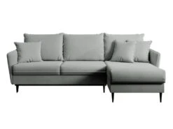 Canapé D'angle - 223 Cm - Avec Fonction Couchage - Velours Hydrophobe - Gris - Pieds Noirs - VOLIO -Deco.fr Soldes Boutique canape 22358295