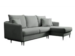 Canapé D'angle - 223 Cm - Avec Fonction Couchage - Velours Hydrophobe - Gris - Pieds Noirs - VOLIO -Deco.fr Soldes Boutique canape 22358297