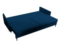 Canapé - 221 Cm - Trois Places Velours Hydrophobe - Bleu Marin - Pieds Noirs - VOLIO -Deco.fr Soldes Boutique canape 22358425