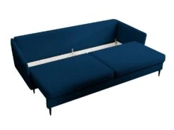 Canapé - 221 Cm - Trois Places Velours Hydrophobe - Bleu Marin - Pieds Noirs - VOLIO -Deco.fr Soldes Boutique canape 22358427