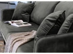 Canapé - 221 Cm - Trois Places Velours Hydrophobe - Gris - Pieds Noirs - VOLIO 13 Canapé - 221 Cm - Trois Places Velours Hydrophobe - Gris - Pieds Noirs - VOLIO -Deco.fr Soldes Boutique canape 22358453