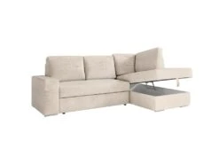 ADEN - Canapé D'angle Convertible Avec Coffre En Velours Côtelé - Beige - Angle Droit -Deco.fr Soldes Boutique canape 22372159