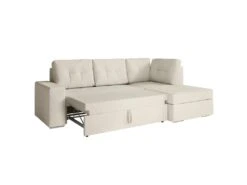 ADEN - Canapé D'angle Convertible Avec Coffre En Tissu - Beige - Angle Droit -Deco.fr Soldes Boutique canape 22372323