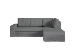 ADEN - Canapé D'angle Convertible Avec Coffre En Tissu - Gris - Angle Droit