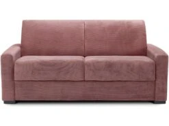 Canapé Convertible 3 Places En Velours Fines Côtes Veux Rose - Ouverture Express - Anzio -Deco.fr Soldes Boutique canape 22445797