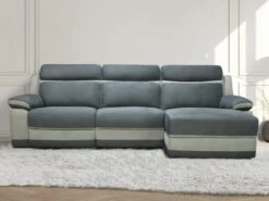 Canapé D'angle Droit Relax En Microfibre Anthracite Et Bandes Gris Clair TALCA 17 Canapé D'angle Droit Relax En Microfibre Anthracite Et Bandes Gris Clair TALCA -Deco.fr Soldes Boutique canape 22493817