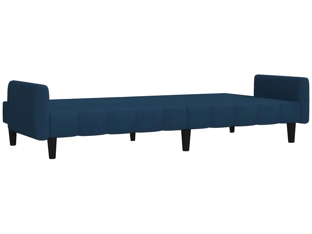 Canapé-lit à 2 Places Avec Repose-pied Bleu Velours 6 Canapé-lit à 2 Places Avec Repose-pied Bleu Velours – Image 6