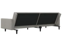 Canapé-lit 2 Places Et Deux Oreillers Et Repose-pied Gris Clair -Deco.fr Soldes Boutique canape 22585439