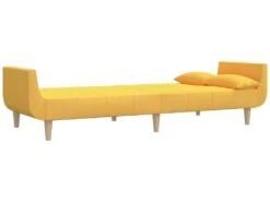 Canapé-lit 2 Places Et Tabouret Deux Oreillers Jaune Tissu -Deco.fr Soldes Boutique canape 22585655