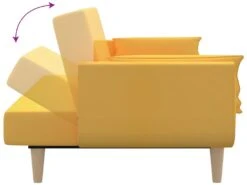 Canapé-lit 2 Places Et Tabouret Deux Oreillers Jaune Tissu -Deco.fr Soldes Boutique canape 22585659