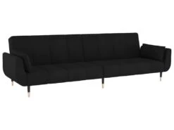 Canapé-lit 2 Places Et Tabouret Deux Oreillers Noir Velours 13 Canapé-lit 2 Places Et Tabouret Deux Oreillers Noir Velours -Deco.fr Soldes Boutique canape 22585869