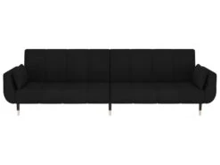 Canapé-lit 2 Places Et Tabouret Deux Oreillers Noir Velours 14 Canapé-lit 2 Places Et Tabouret Deux Oreillers Noir Velours -Deco.fr Soldes Boutique canape 22585871