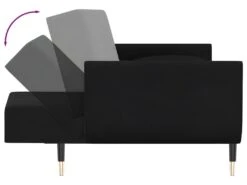 Canapé-lit 2 Places Et Tabouret Deux Oreillers Noir Velours 17 Canapé-lit 2 Places Et Tabouret Deux Oreillers Noir Velours -Deco.fr Soldes Boutique canape 22585877