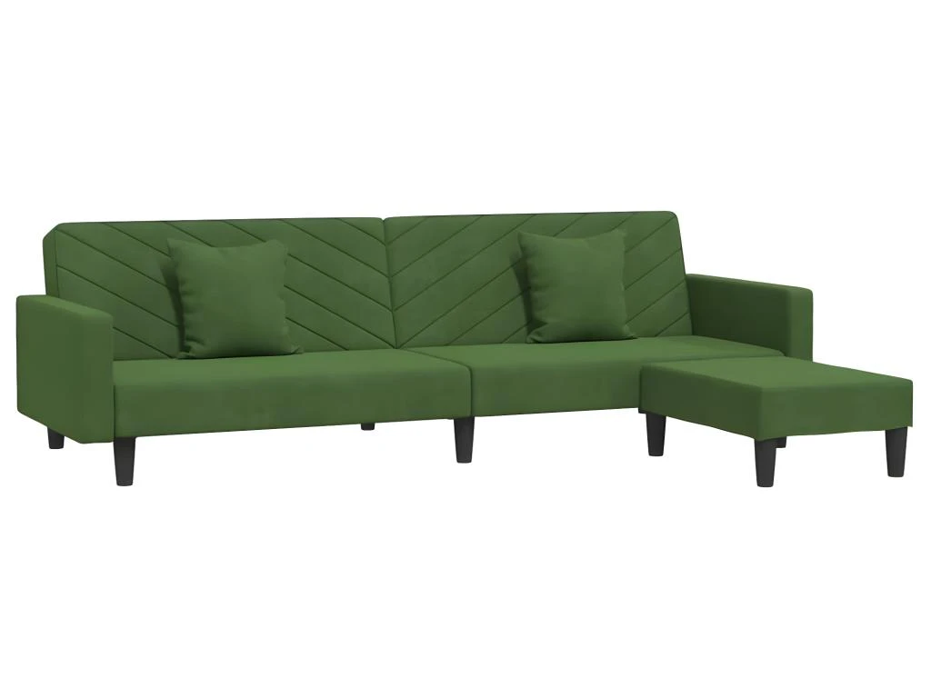 Canapé-lit 2 Places 2 Oreillers Repose-pied Vert Foncé Velours 2 Canapé-lit 2 Places 2 Oreillers Repose-pied Vert Foncé Velours – Image 2