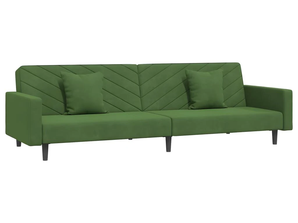Canapé-lit 2 Places 2 Oreillers Repose-pied Vert Foncé Velours 4 Canapé-lit 2 Places 2 Oreillers Repose-pied Vert Foncé Velours – Image 4