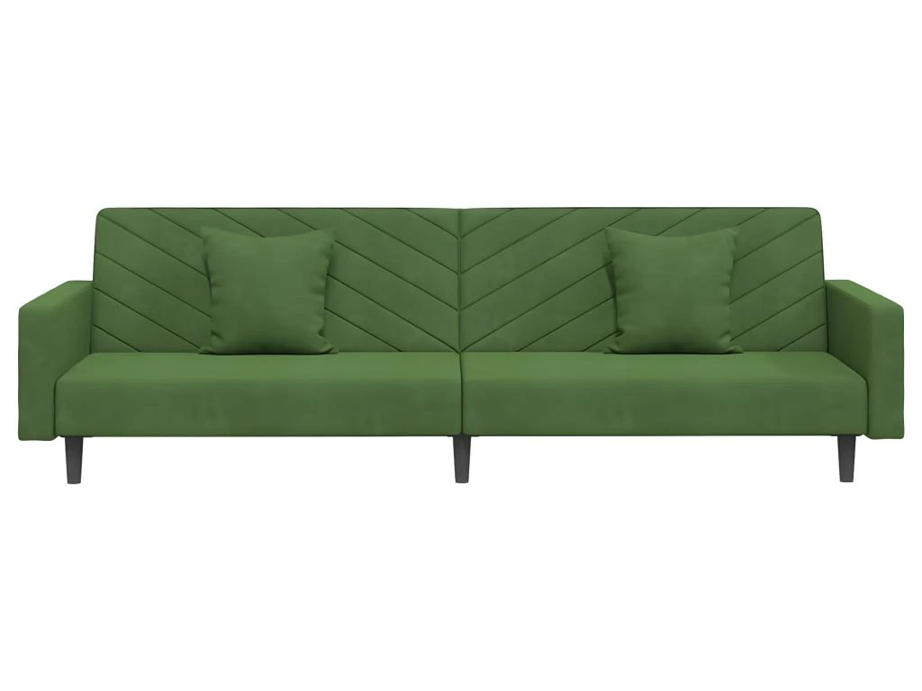Canapé-lit 2 Places 2 Oreillers Repose-pied Vert Foncé Velours 5 Canapé-lit 2 Places 2 Oreillers Repose-pied Vert Foncé Velours – Image 5