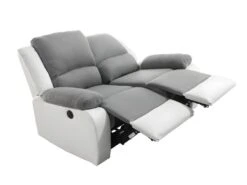 Canapé De Relaxation électrique 2 Places Microfibre Et Simili DETENTE - Blanc Et Gris -Deco.fr Soldes Boutique canape 22701151