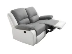 Canapé De Relaxation électrique 2 Places Microfibre Et Simili DETENTE - Blanc Et Gris -Deco.fr Soldes Boutique canape 22701153