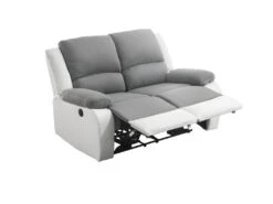 Canapé De Relaxation électrique 2 Places Microfibre Et Simili DETENTE - Blanc Et Gris -Deco.fr Soldes Boutique canape 22701157