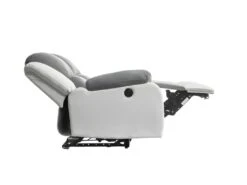 Canapé De Relaxation électrique 2 Places Microfibre Et Simili DETENTE - Blanc Et Gris -Deco.fr Soldes Boutique canape 22701159