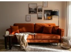 Canapé Convertible - 200 Cm - 3 Places - Velours Hydrophobe - Cuivre - VALICO -Deco.fr Soldes Boutique canape 22704939