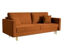 Canapé Convertible - 200 Cm - 3 Places - Velours Hydrophobe - Cuivre - VALICO -Deco.fr Soldes Boutique canape 22704945