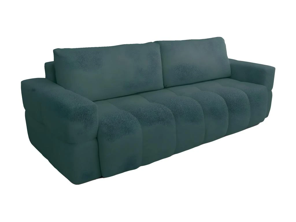 Canapé 3 Places Convertible En Tissu Bouclette Bleu Canard ISSORO 2 Canapé 3 Places Convertible En Tissu Bouclette Bleu Canard ISSORO – Image 2