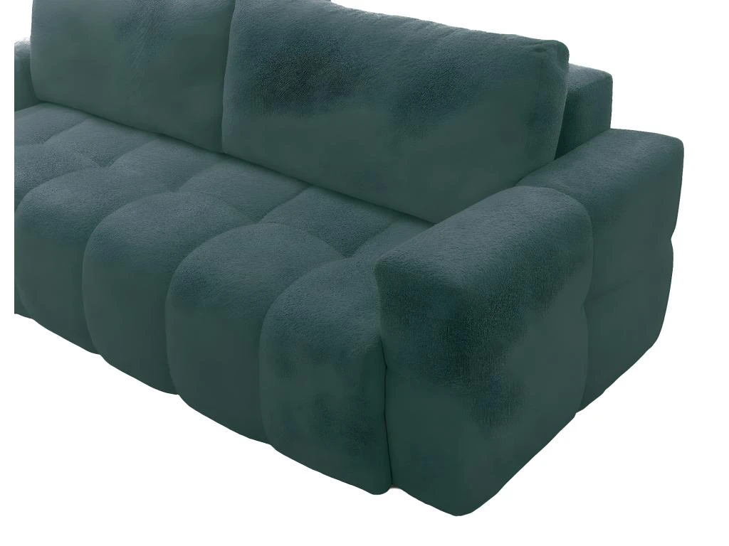 Canapé 3 Places Convertible En Tissu Bouclette Bleu Canard ISSORO 6 Canapé 3 Places Convertible En Tissu Bouclette Bleu Canard ISSORO – Image 6