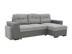 Canapé D'angle Convertible Réversible 3 Places JAMES - L 245 X H 91 X P 139 Cm - Coffre Et 2 Poufs - Anthracite Et Gris -Deco.fr Soldes Boutique canape 22736075