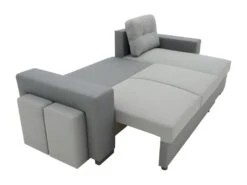 Canapé D'angle Convertible Réversible 3 Places JAMES - L 245 X H 91 X P 139 Cm - Coffre Et 2 Poufs - Anthracite Et Gris -Deco.fr Soldes Boutique canape 22736077