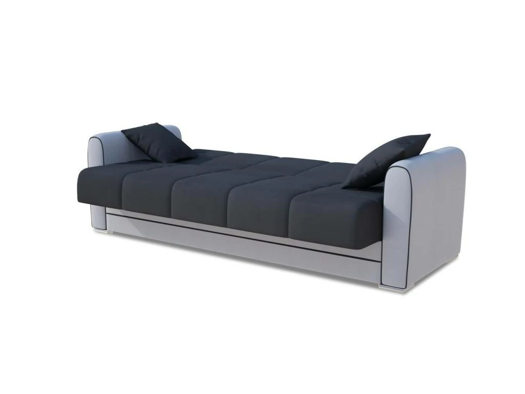 Canapé Luis, Canapé Conteneur 3 Places En éco-cuir Et Tissu, Canapé De Salon En Tissu Rembourré Avec Ouverture Clic-clac, 220x84h91 Cm, Blanc Et Gris Foncé 3 Canapé Luis, Canapé Conteneur 3 Places En éco-cuir Et Tissu, Canapé De Salon En Tissu Rembourré Avec Ouverture Clic-clac, 220x84h91 Cm, Blanc Et Gris Foncé – Image 3