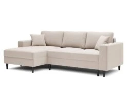 Canapé D'angle - 230 Cm - En L Avec Un Coffre De Rangement - Velours Hydrophobe - Crème - Côté Gauche - NALIKA -Deco.fr Soldes Boutique canape 22805679