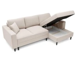 Canapé D'angle - 230 Cm - En L Avec Un Coffre De Rangement - Velours Hydrophobe - Crème - Côté Droit - NALIKA -Deco.fr Soldes Boutique canape 22805689