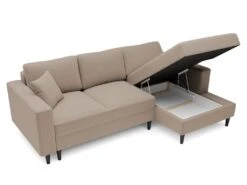 Canapé D'angle - 230 Cm - En L Avec Un Coffre De Rangement - Velours Hydrophobe - Beige Foncé - Côté Droit - NALIKA -Deco.fr Soldes Boutique canape 22805697