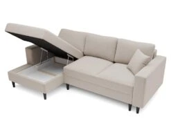 Canapé D'angle - 230 Cm - En L Avec Un Coffre De Rangement - Velours Hydrophobe - Beige - Côté Gauche - NALIKA -Deco.fr Soldes Boutique canape 22805705