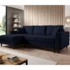 Canapé D'angle - 230 Cm - En L Avec Un Coffre De Rangement - Velours Hydrophobe - Bleu Marin - Côté Gauche - NALIKA -Deco.fr Soldes Boutique canape 22805707