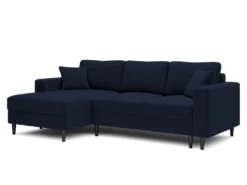 Canapé D'angle - 230 Cm - En L Avec Un Coffre De Rangement - Velours Hydrophobe - Bleu Marin - Côté Gauche - NALIKA -Deco.fr Soldes Boutique canape 22805711