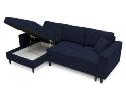 Canapé D'angle - 230 Cm - En L Avec Un Coffre De Rangement - Velours Hydrophobe - Bleu Marin - Côté Gauche - NALIKA -Deco.fr Soldes Boutique canape 22805713