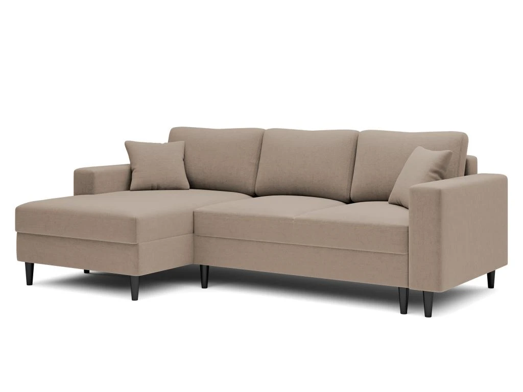 Canapé D'angle - 230 Cm - En L Avec Un Coffre De Rangement - Velours Hydrophobe - Beige Foncé - Côté Gauche - NALIKA 3 Canapé D'angle - 230 Cm - En L Avec Un Coffre De Rangement - Velours Hydrophobe - Beige Foncé - Côté Gauche - NALIKA – Image 3