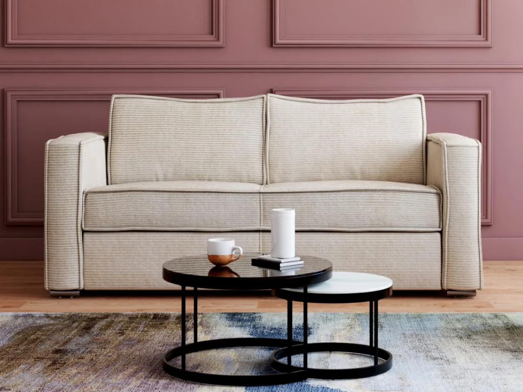 Canapé 3 Places Convertible Express En Velours Côtelé Beige - Couchage 140 Cm - Matelas 14 Cm LORETO 5 Canapé 3 Places Convertible Express En Velours Côtelé Beige - Couchage 140 Cm - Matelas 14 Cm LORETO – Image 5