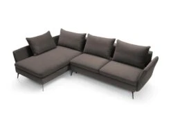 Canapé D'angle - 282 Cm - En L Avec Un Coffre De Rangement - Tissu Hydrophobe - Gris Foncé - Côté Gauche - DEMISBAL -Deco.fr Soldes Boutique canape 22858779