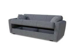 Canapé Dcorv, Canapé Conteneur 3 Places Linéaire, Canapé De Salon En Tissu Rembourré Avec Ouverture Clic-clac, 223x84xh80 Cm, Gris