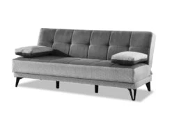 Canapé Dfortin, Canapé 3 Places Avec Pieds En Métal Noir, Canapé De Salon En Tissu Rembourré Avec Ouverture Clic-clac, 190x87h97 Cm, Gris