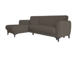 Canapé Dabazo, Canapé D'angle Avec Péninsule Réversible, Canapé Conteneur Moderne Avec Chaise Longue Et 3 Coussins, 230x153h85 Cm, Marron