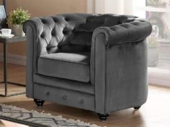 Fauteuil CHESTERFIELD - Velours Anthracite