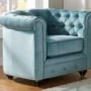 Fauteuil CHESTERFIELD - Velours Bleu Pastel 10 Fauteuil CHESTERFIELD - Velours Bleu Pastel -Deco.fr Soldes Boutique canape 243871